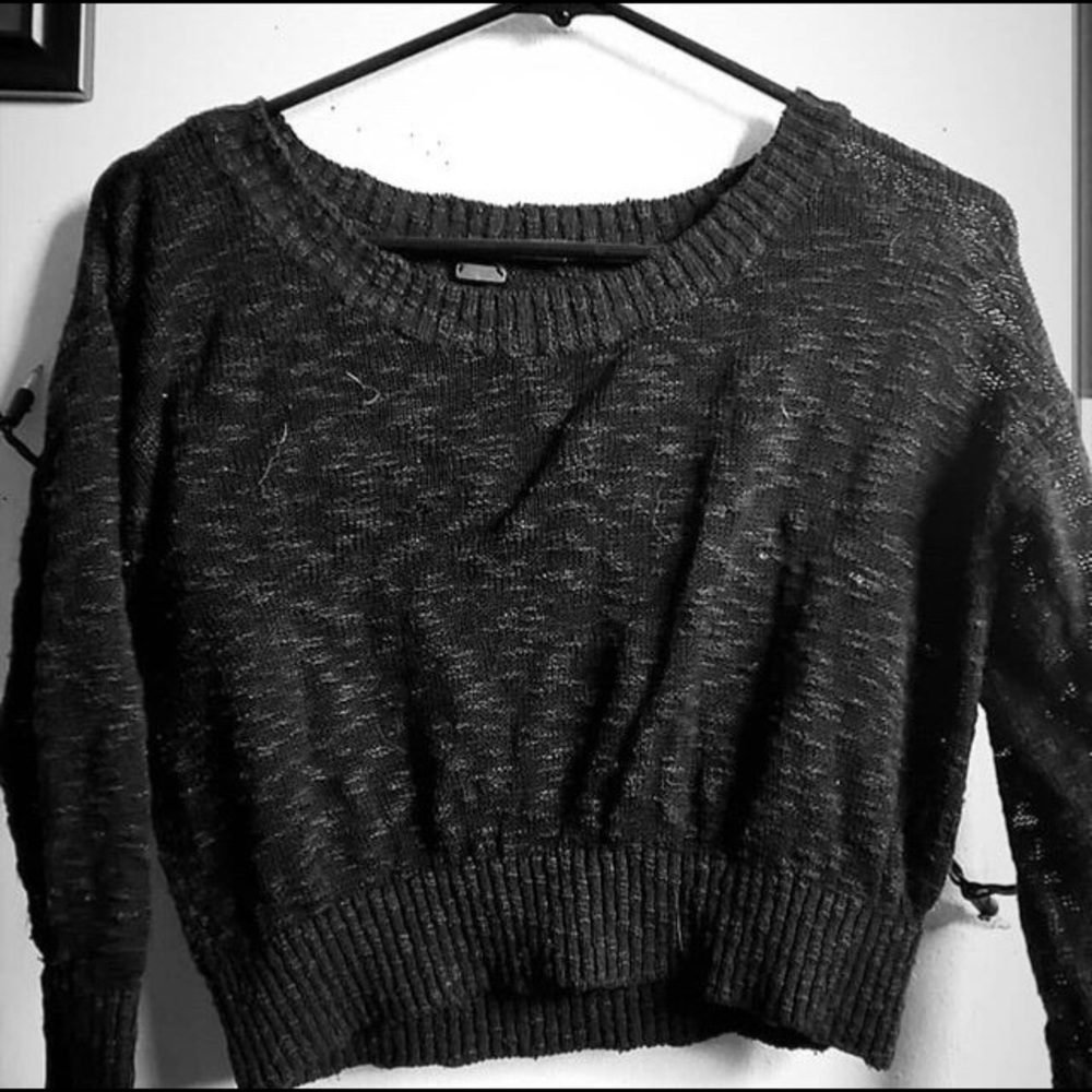 Grey and Black crop Sweater